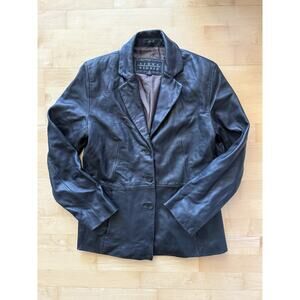 VTG Siena Studio Leather Jacket Blazer Black 8